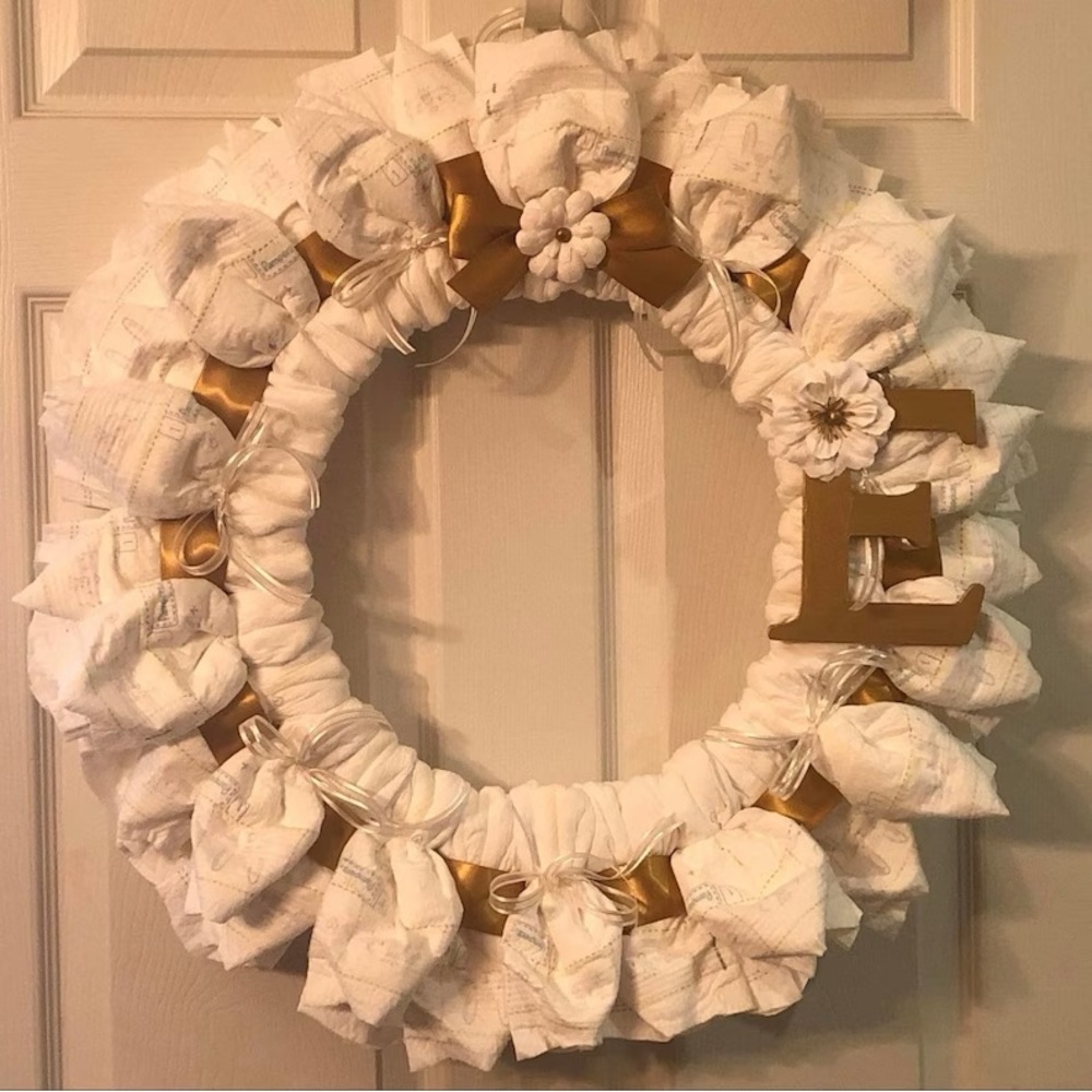 New Personalized Letter Diaper Wreath for Boys and Girls